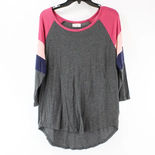 24/7 By Maurices Women's Gray Pink Light Pink Navy Paneled 3/4 Sleeve Large
