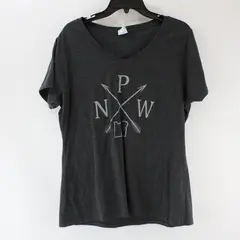 Port & Company Womens Gray V-Neck Short Sleeve w/ PNW Graphic Size XL