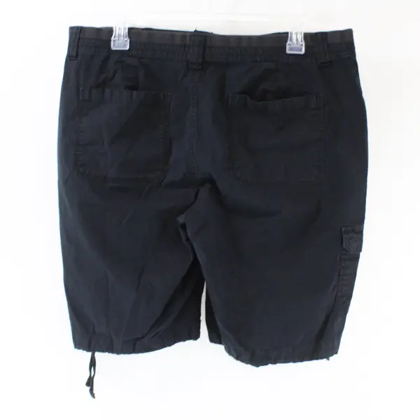 St. John's Bay Women's Cargo Shorts 12 Black Stretch Mid Rise Drawstring