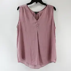 Hilary Radley Lilac Purple Sleeveless 4 Button Down V-Neck Size Large