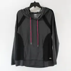 Maurices In Motion Womens Grey Black Striped Activewear Hoodie Pink Accents Sz 0