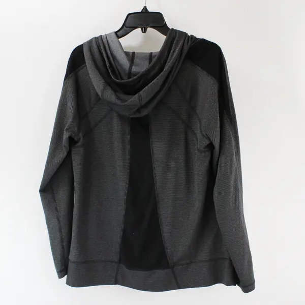 Maurices In Motion Womens Grey Black Striped Activewear Hoodie Pink Accents Sz 0
