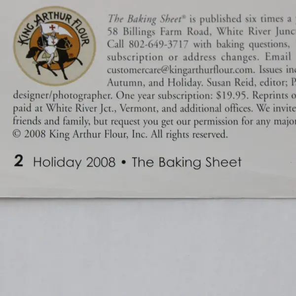 King Arthur Flour The Baking Sheet Holiday 2008 Vol XIX No 6 Expanded Holiday