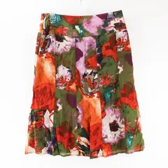 Worthington Women's Midi Skirt Size 10 Green Orange Purple Splotched