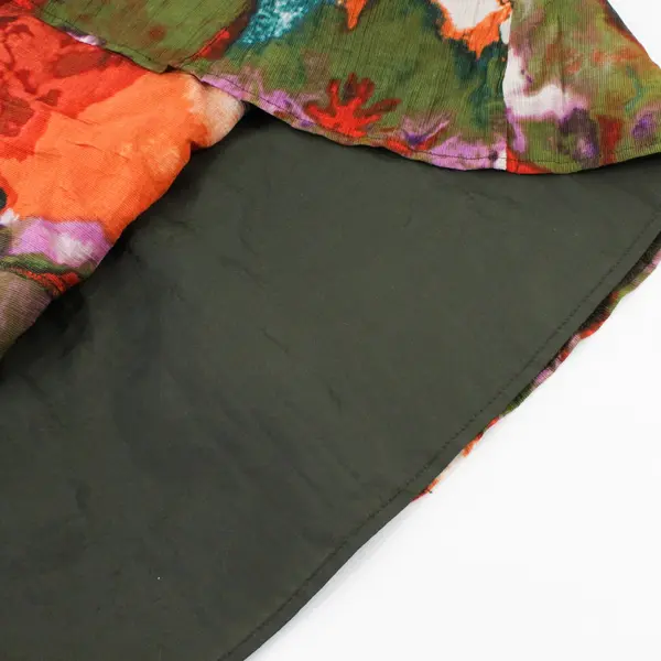 Worthington Women's Midi Skirt Size 10 Green Orange Purple Splotched