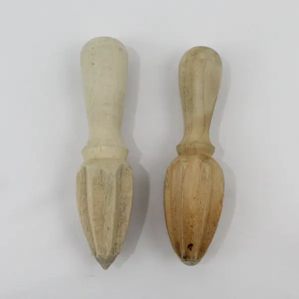 Lot of 2 Wood Citrus Reamer Pair Lemon Lime Juicers Kitchen Tools