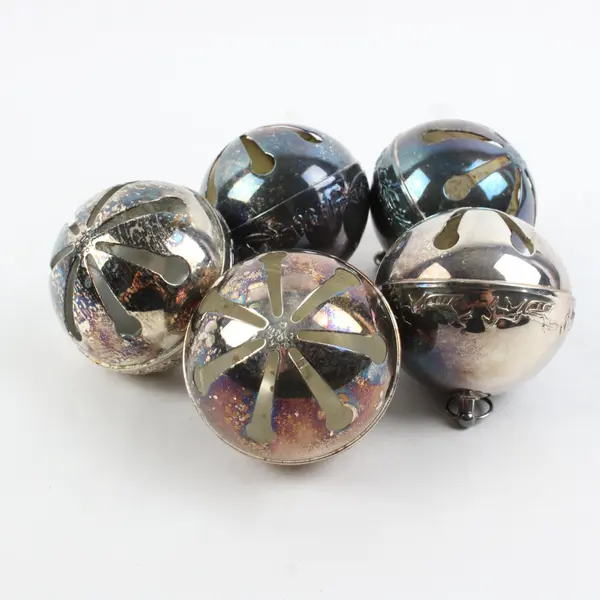 Lot of 5 Wallace Silver-Plated Sleigh Bell Christmas Ornaments