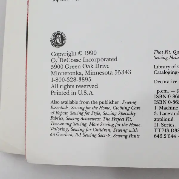Singer Sewing Reference Library: Decorative Machine Stitching SC Book 1990