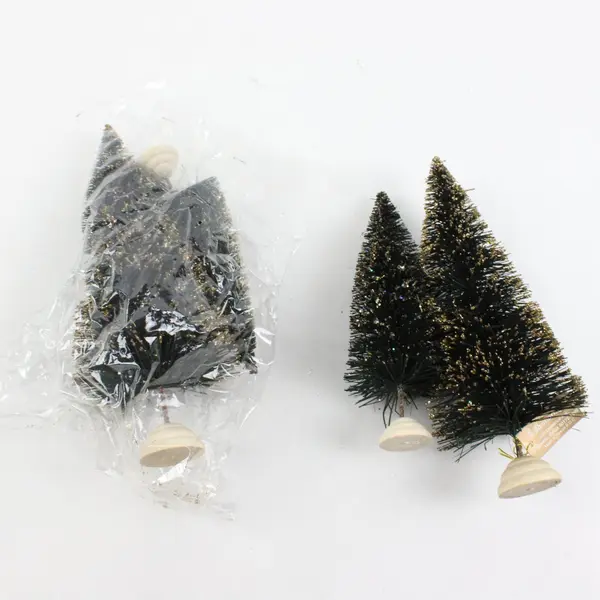 Roman Inc. Lot of 4 Bottle Brush Christmas Trees 12in Tabletop Holiday Decor