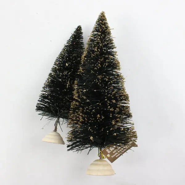 Roman Inc. Lot of 4 Bottle Brush Christmas Trees 12in Tabletop Holiday Decor