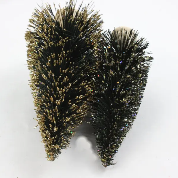 Roman Inc. Lot of 4 Bottle Brush Christmas Trees 12in Tabletop Holiday Decor