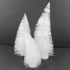 Otagiri Enesco White Bottle Brush Christmas Tree Decorations Set of 3