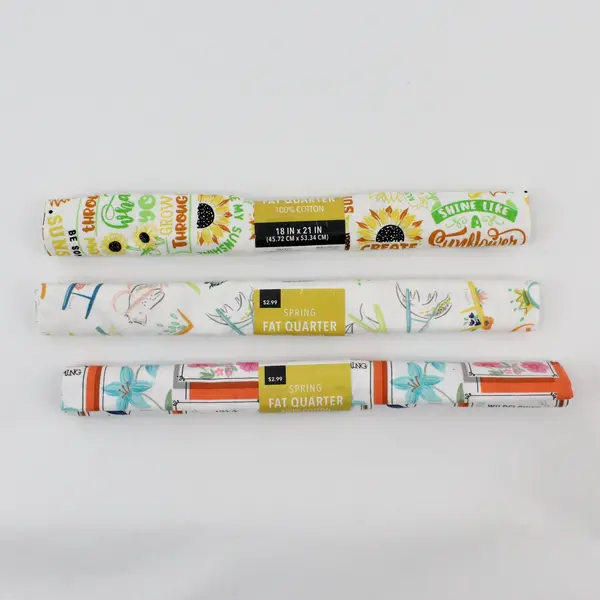 Lot of 3 Spring Fat Quarters Quilting Fabric Mixed Designs 100% Cotton 18''x21''