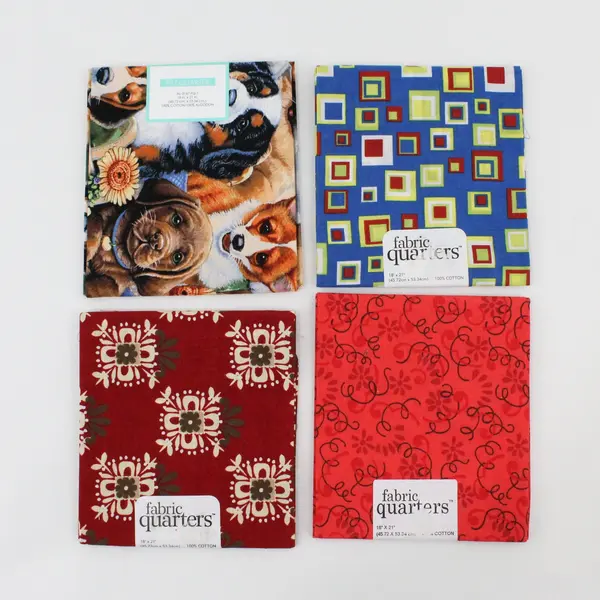 Lot of 4 Fabric Quarters Fat Quarters 18x21 100% Cotton Quilting Mixed Designs