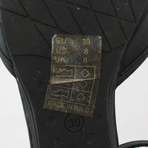 MaxMuxun Black Ankle Strap Flats Round Toe Small Oval Cutout Pattern US 8