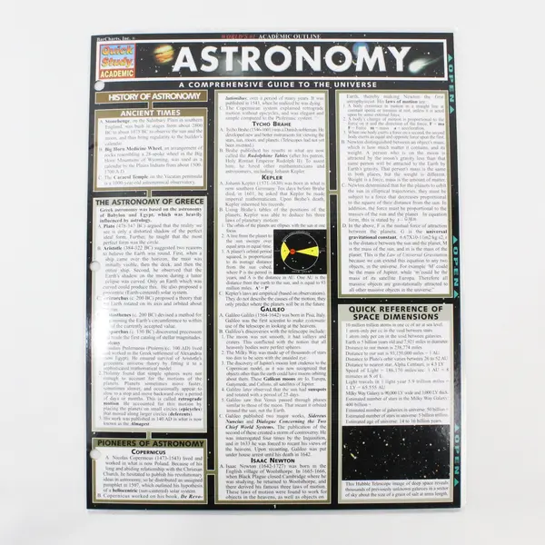 Quick Study Academic Astronomy Comprehensive Guide to Universe 2005 Fits 3-Ring