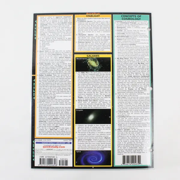 Quick Study Academic Astronomy Comprehensive Guide to Universe 2005 Fits 3-Ring