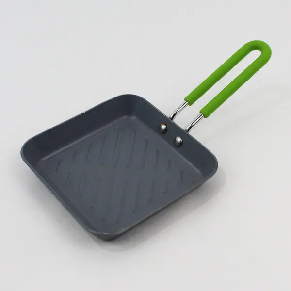Green Pan Mini Skillet Frying Pan Green Handle Aluminum Non-Stick 5" Square