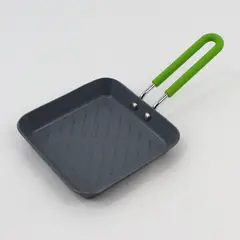 Green Pan Mini Skillet Frying Pan Green Handle Aluminum Non-Stick 5" Square