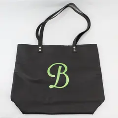 Thirty-One Jewell Tote Black Faux Leather Polka Dot Lining Lime Green B