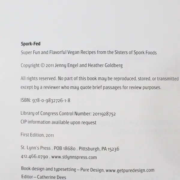 Spork-Fed Super Fun Vegan Recipes Jenny Engel Heather Goldberg 2011 PB 1st Ed