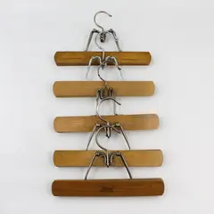 Setwell Lot of 5 Vintage Wooden Clamp Hangers for Skirts Pants Trousers