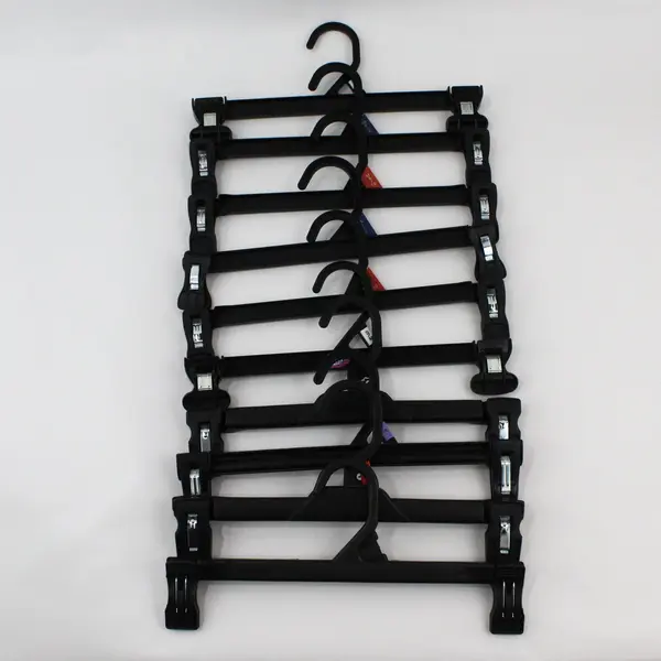 Lot of 10 Black Plastic Clip Hangers for Pants Skirts