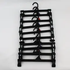 Lot of 10 Black Plastic Clip Hangers for Pants Skirts