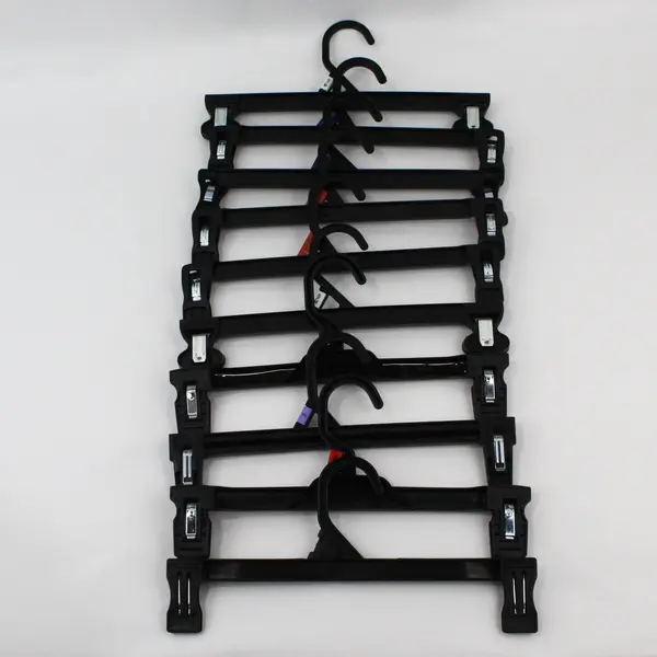 Lot of 10 Black Plastic Clip Hangers for Pants Skirts