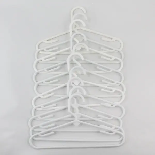 Lot of 10 White Plastic Children's Clothes Hangers Kids Closet