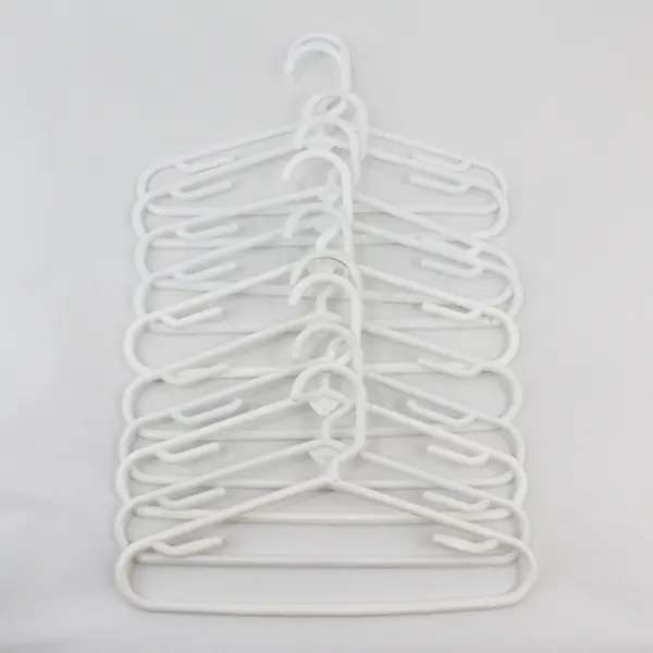 Lot of 10 White Plastic Children's Clothes Hangers Kids Closet