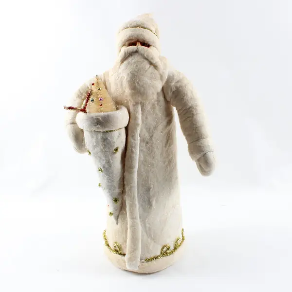  Russian Father Frost Santa Claus Figurine White Jeweled