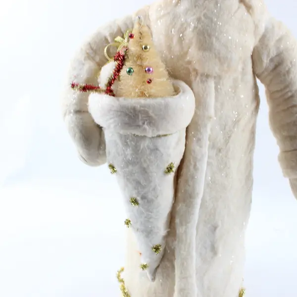  Russian Father Frost Santa Claus Figurine White Jeweled