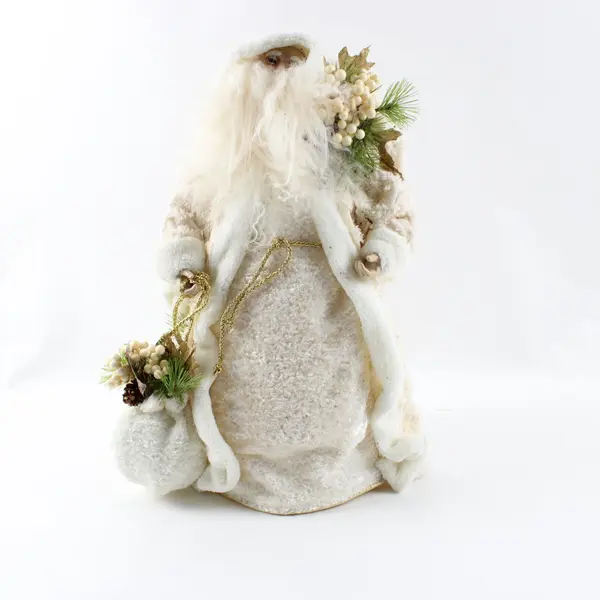 Enesco White Plush Santa Claus Christmas Tree Topper Long Beard Decor 827889