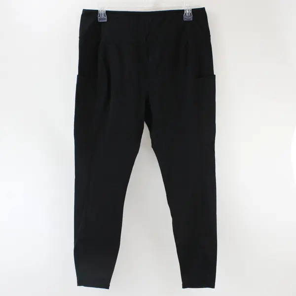 Black Athletic Leggings Women's US Size 2XL Unknown Brand Silver Logo