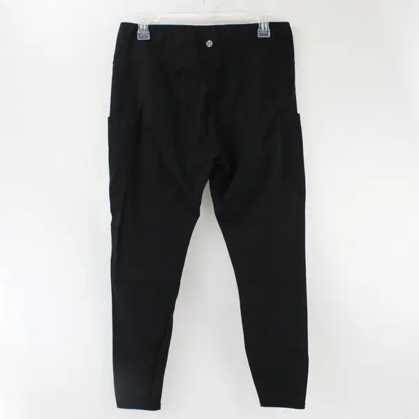 Black Athletic Leggings Women's US Size 2XL Unknown Brand Silver Logo