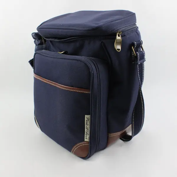 Picnic At Ascot Insulated Wine Cooler Backpack Navy Blue
