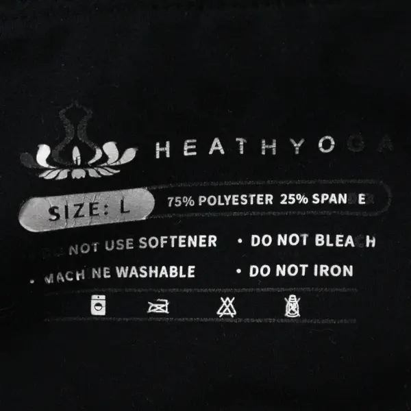 HEATHYOGA Black Large Leggings W/ Small Side Pockets 