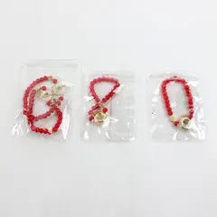 Lot of 4 Red Beaded Bracelets Gold-Tone Clasp