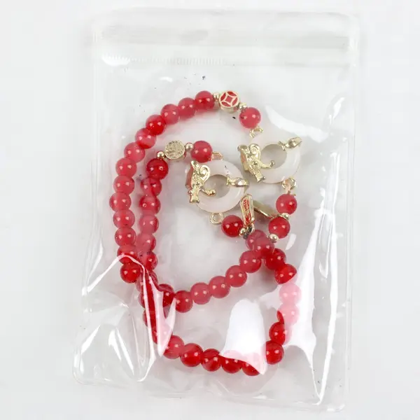Lot of 4 Red Beaded Bracelets Gold-Tone Clasp