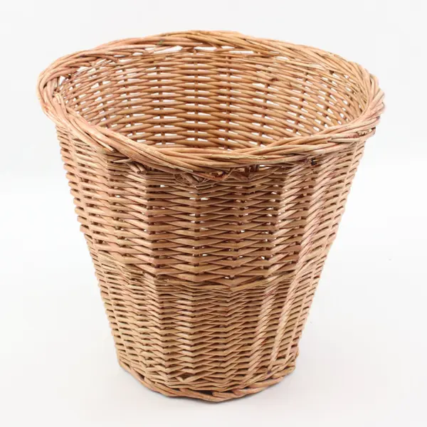 Wicker Wastebasket Trash Can Woven Tapered Natural Fiber Basket