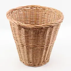 Wicker Wastebasket Trash Can Woven Tapered Natural Fiber Basket