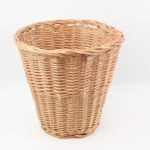 Wicker Wastebasket Trash Can Woven Tapered Natural Fiber Basket