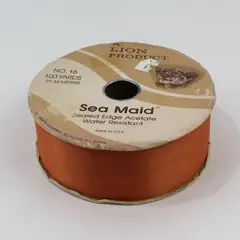 Spool of Vintage Lion brand Ribbon Orange Satin Sea Maid #16 100 Yards 