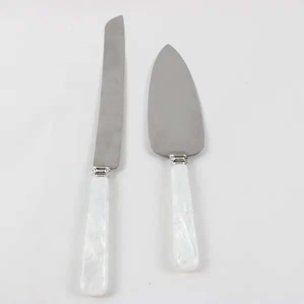 Wedding Cake Knife & Server Set White Handles Stainless Steel Sheffield England