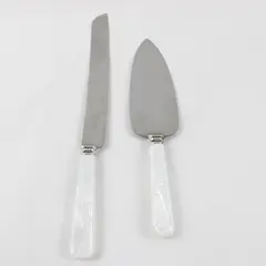 Wedding Cake Knife & Server Set White Handles Stainless Steel Sheffield England
