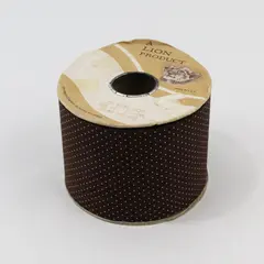 Lion Ribbon Co. Vintage 25 Mini Dot Brown Ribbon Spool 25 Yds USA