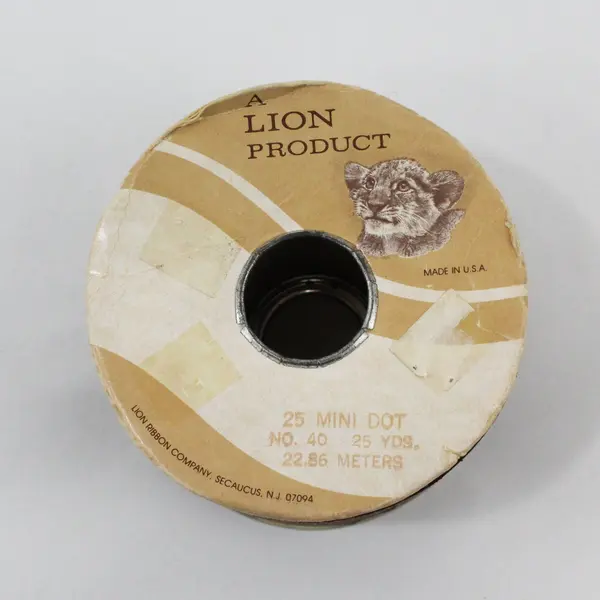 Lion Ribbon Co. Vintage 25 Mini Dot Brown Ribbon Spool 25 Yds USA