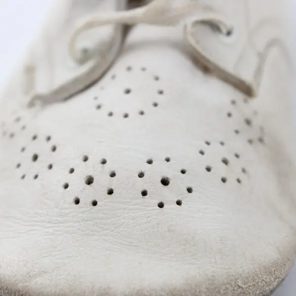 White Leather Baby Shoes Lace-Up Perforated Toe Pre-Owned