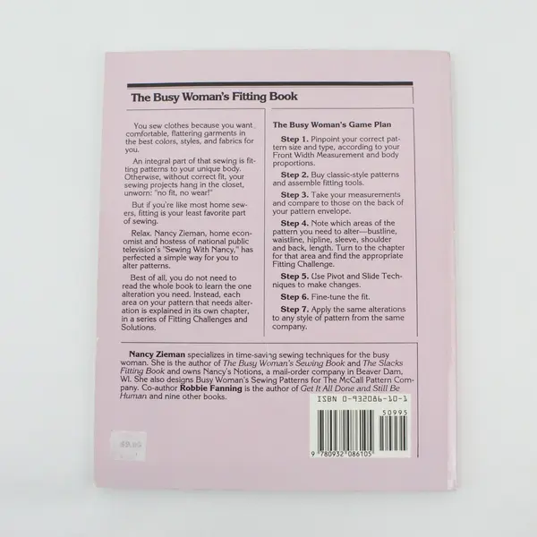 1989 The Busy Woman's Fitting Book Nancy Zieman Robbie Fanning Paperback
